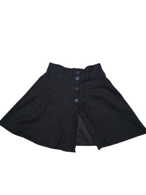 Women's High-Waist Black Circle Skirt with Front Button Detail Size XS